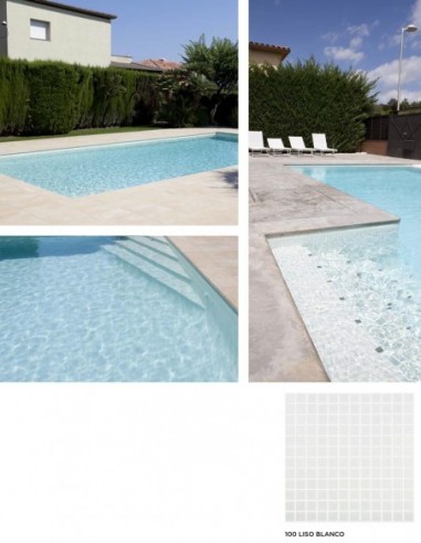 Piscinas - Gresite Liso Blanco - mosaico de vidrio liso  - VidrePur