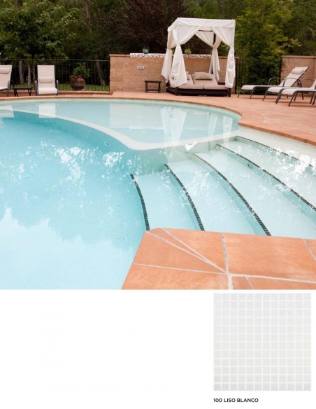 Piscinas - Gresite Liso Blanco - mosaico de vidrio liso  - VidrePur