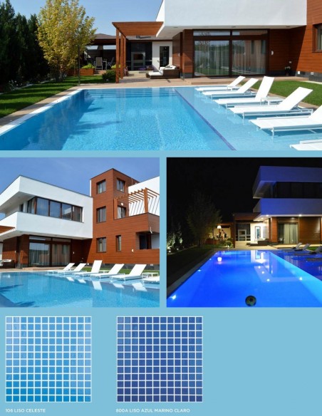 Piscinas - Gresite Liso Azul Marino Claro - mosaico de vidrio liso  - VidrePur