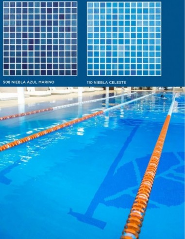 Piscinas - Gresite Niebla Azul Celeste - mosaico de vidrio  - VidrePur