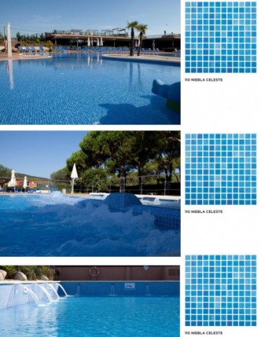 Piscinas - Gresite Niebla Azul Celeste - mosaico de vidrio  - VidrePur