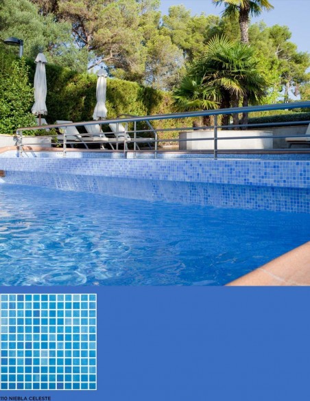 Piscinas - Gresite Niebla Azul Celeste - mosaico de vidrio  - VidrePur