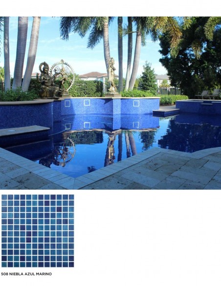 Piscinas - Gresite Niebla Azul Marino - mosaico de vidrio  - VidrePur