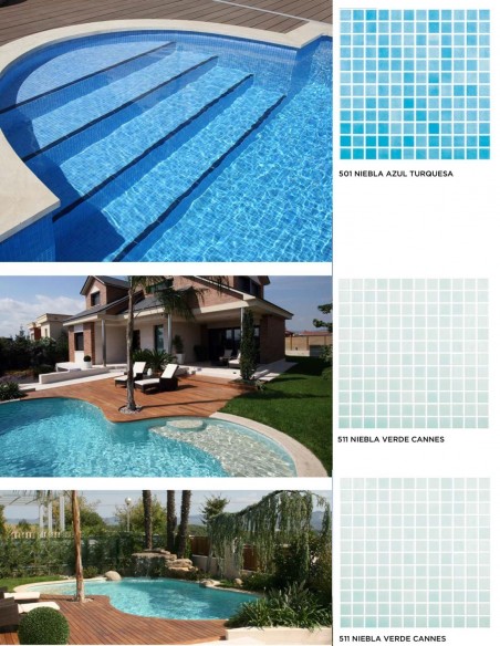 Piscinas - Gresite Niebla Verde Cannes - mosaico de vidrio  - VidrePur