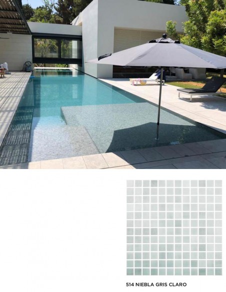 Piscinas - Gresite Niebla Gris Claro - mosaico de vidrio  - VidrePur